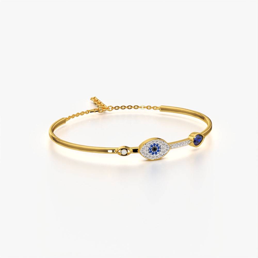 18K Gold Vermeil Evil Eye Bangle Bracelet : KBB0003-Gold