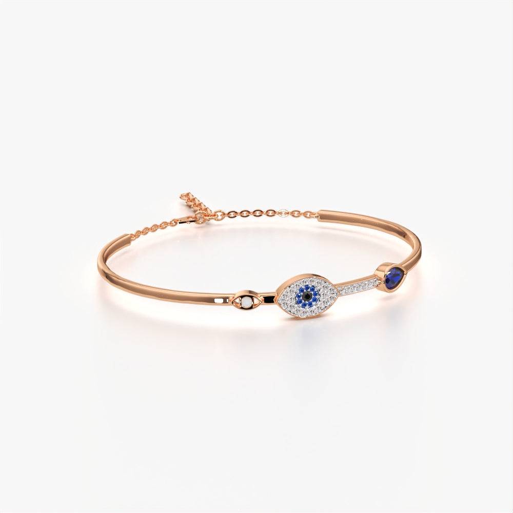 18K Gold Vermeil Evil Eye Bangle Bracelet : KBB0003