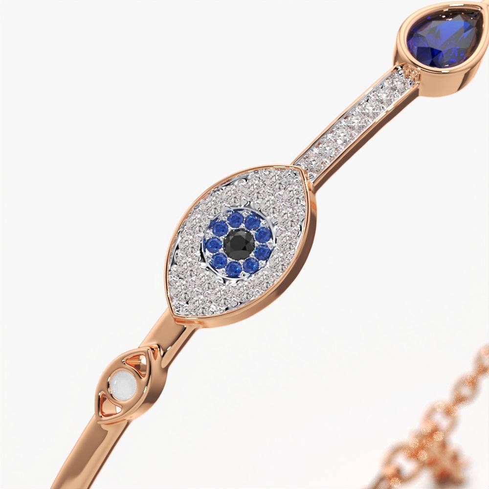 18K Gold Vermeil Evil Eye Bangle Bracelet : KBB0003