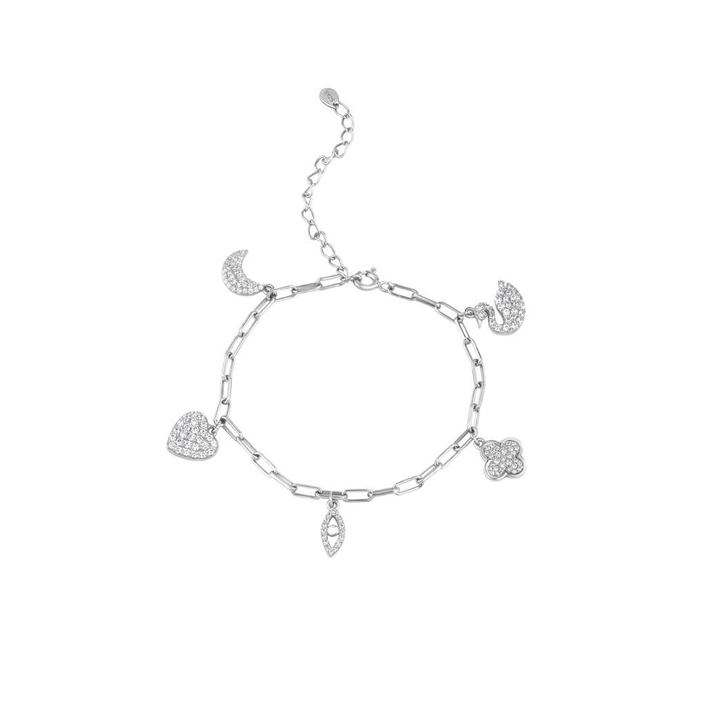 Assorted Shapes Fancy Bracelet : KBC0005-Silver