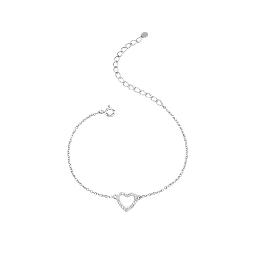 Sophisticated Heart Bracelet : KBC0008-Silver