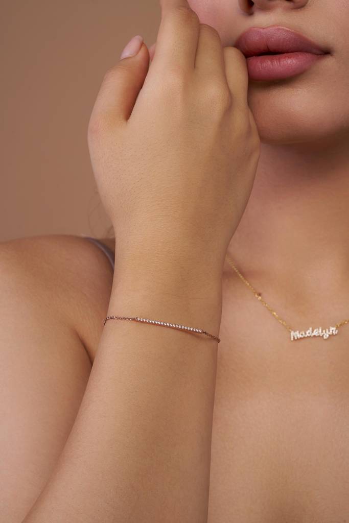 Elegant Diamond Bar Bracelet : KBC0009-Rosegold