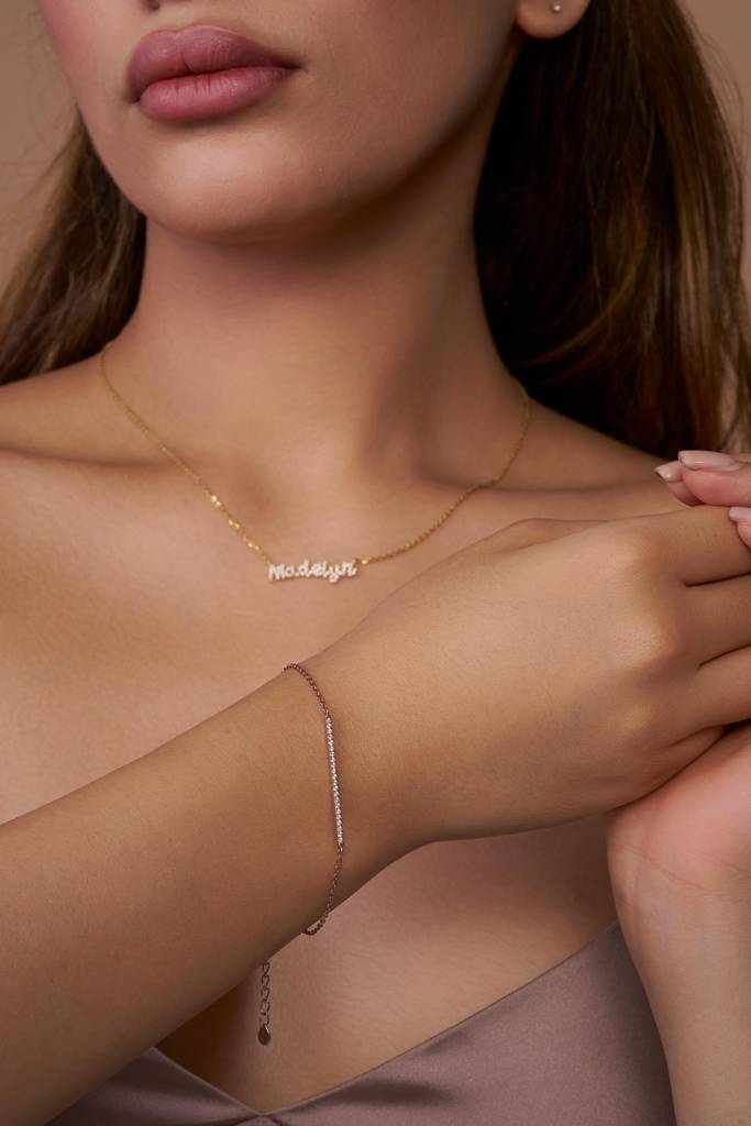 Elegant Diamond Bar Bracelet : KBC0009-Yellow