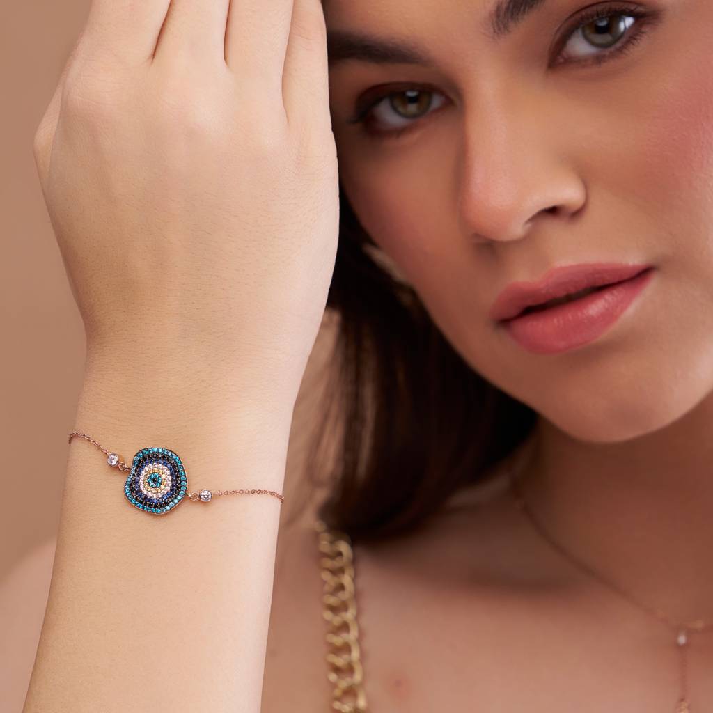 Evil Eye Charm Bracelet : KBC0012-Rosegold