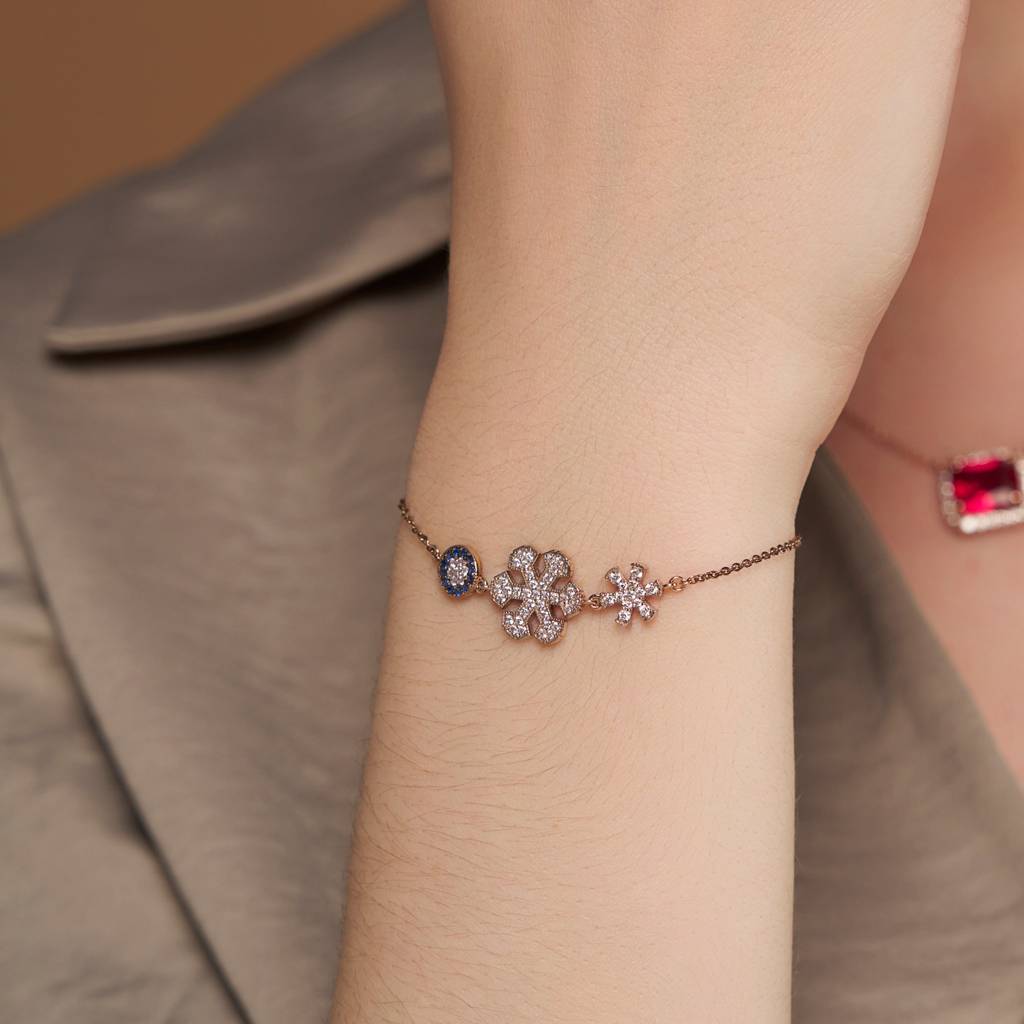 Fancy Diamond Set Bracelet : KBC0013-Silver