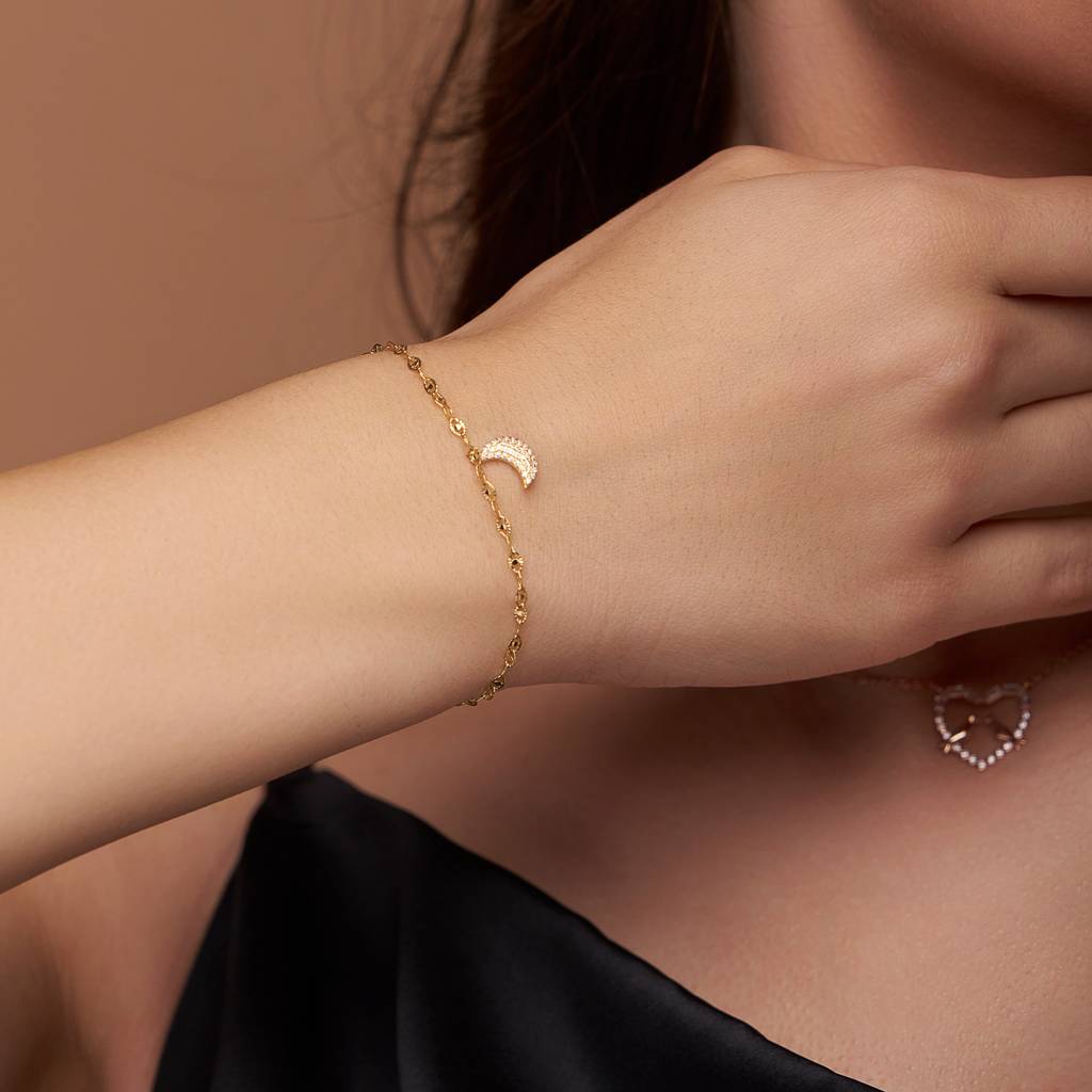 Moon Fancy Charm Bracelet : KBC0020-Rosegold