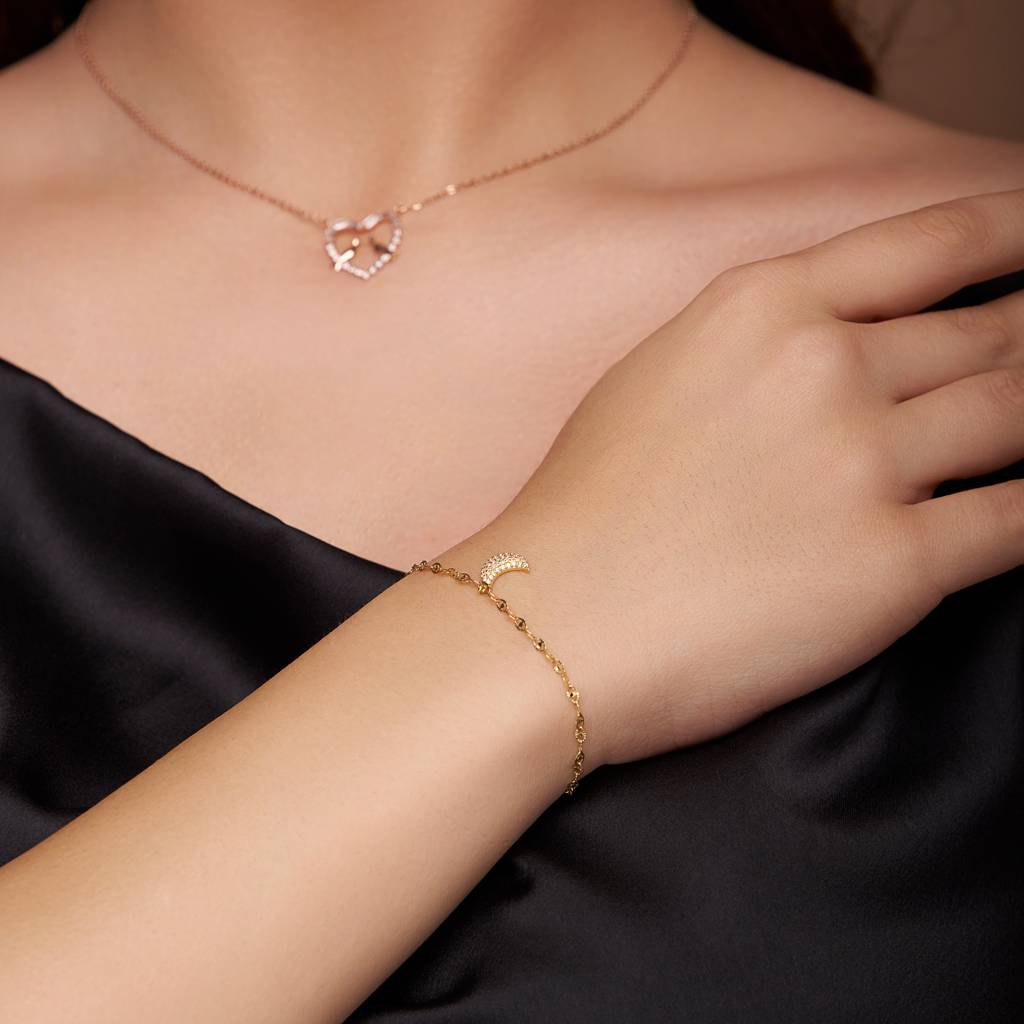 Moon Fancy Charm Bracelet : KBC0020-Rosegold