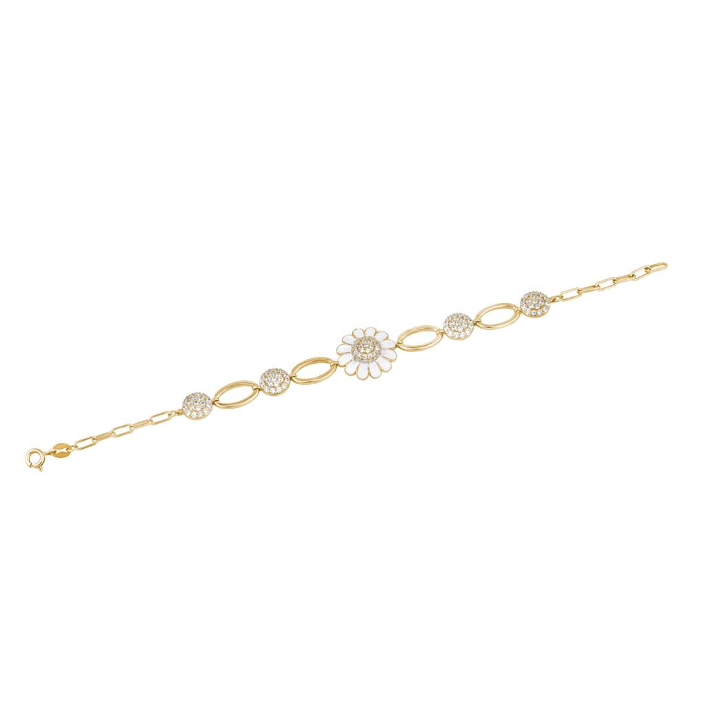 Whimsical Floral Diamond Set Bracelet : KBC0022-Yellow