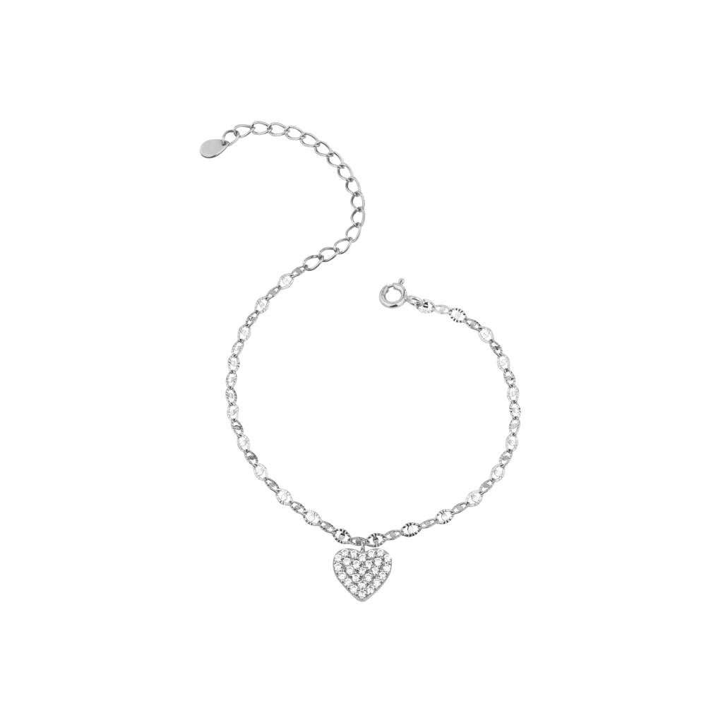 Diamond Heart Bracelet : KBC0024-Silver