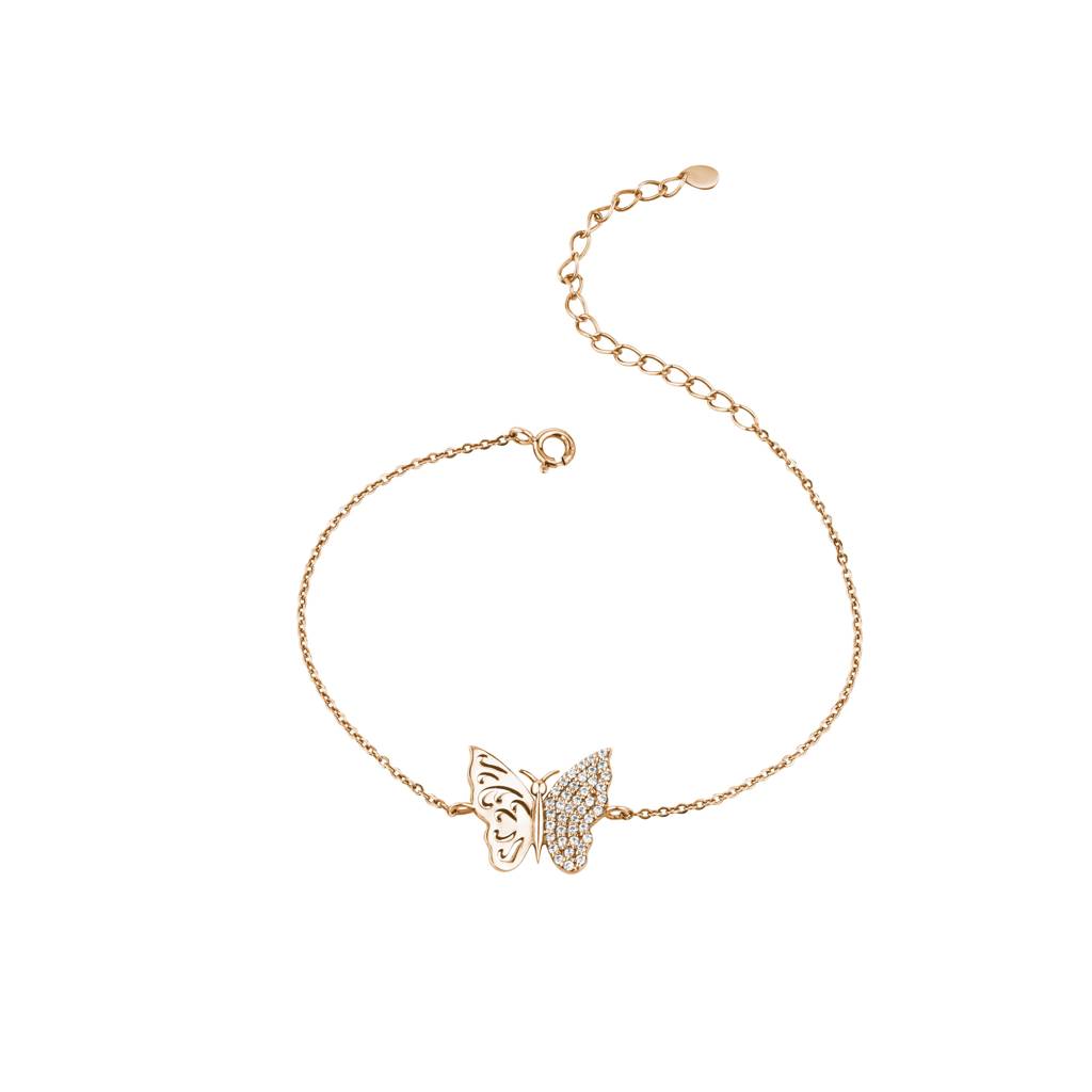 Radiant Butterfly Silver Bracelet : KBC0025-Rosegold
