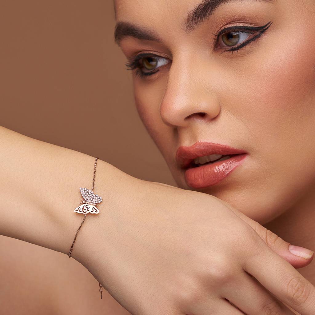 Radiant Butterfly Silver Bracelet : KBC0025-Yellow