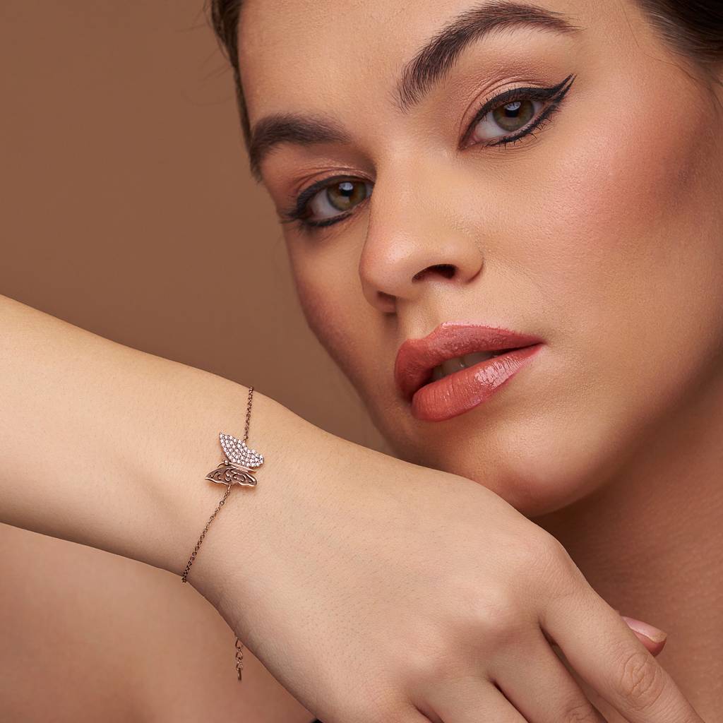 Radiant Butterfly Silver Bracelet : KBC0025-Yellow