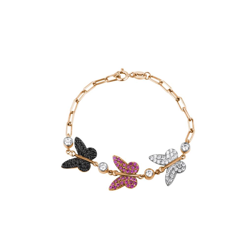 Butterfly Color Diamonds Bracelet : KBC0026-Rosegold
