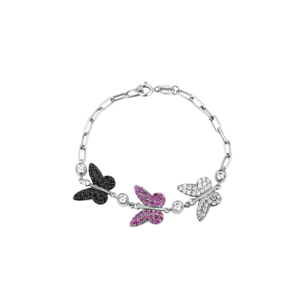 Butterfly Color Diamonds Bracelet : KBC0026-Silver