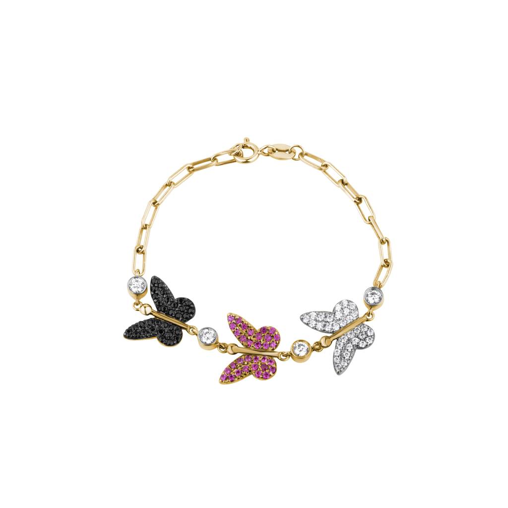 Butterfly Color Diamonds Bracelet : KBC0026-Yellow