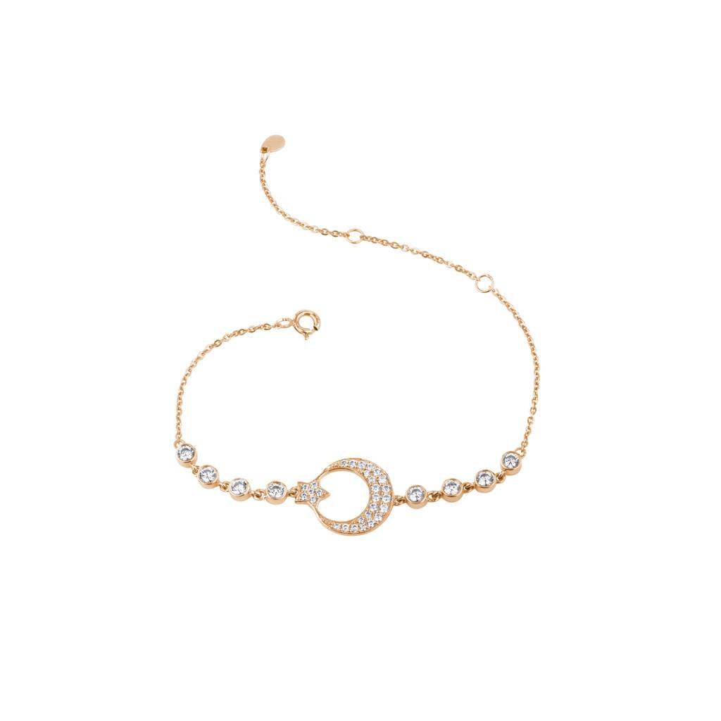 Moon And Starry Charm Bracelet : KBC0027-Rosegold