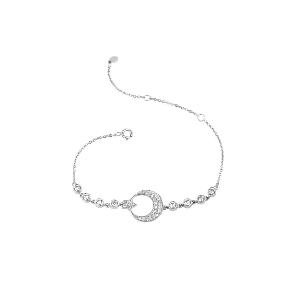 Moon And Starry Charm Bracelet : KBC0027-Silver