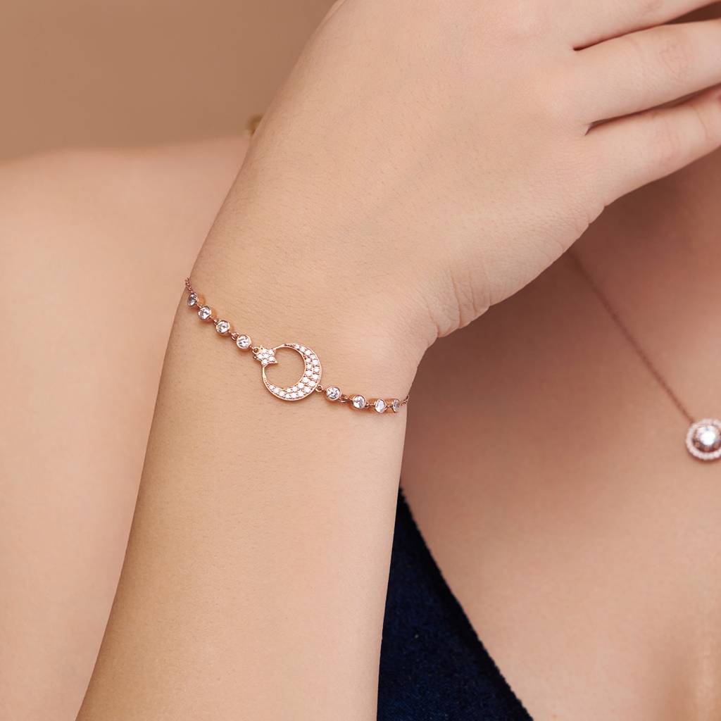 Moon And Starry Charm Bracelet : KBC0027-Silver