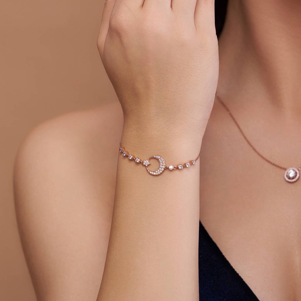 Moon And Starry Charm Bracelet : KBC0027-Silver