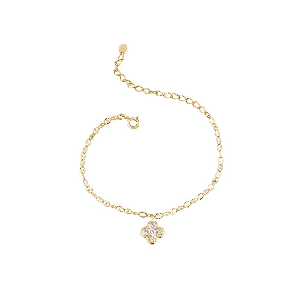 Diamond Clover Charm Bracelet : KBC0028-Yellow