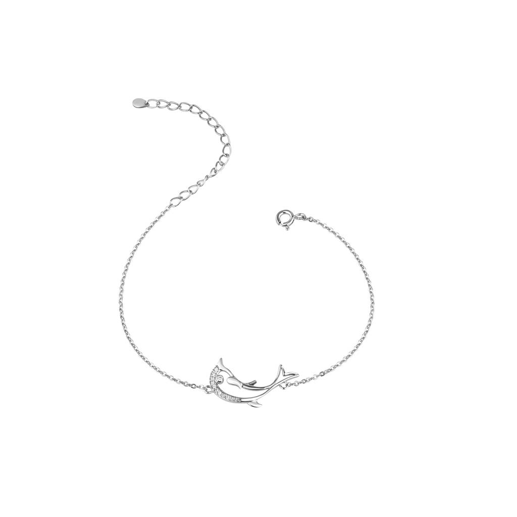 Dolphin Charm Bracelet : KBC0029-Silver