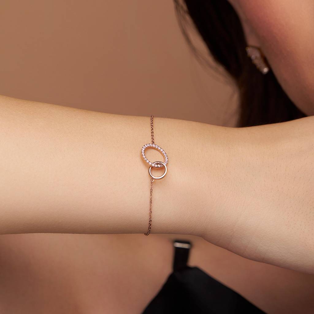 Interlocking Circle Bracelet : KBC0035-Silver