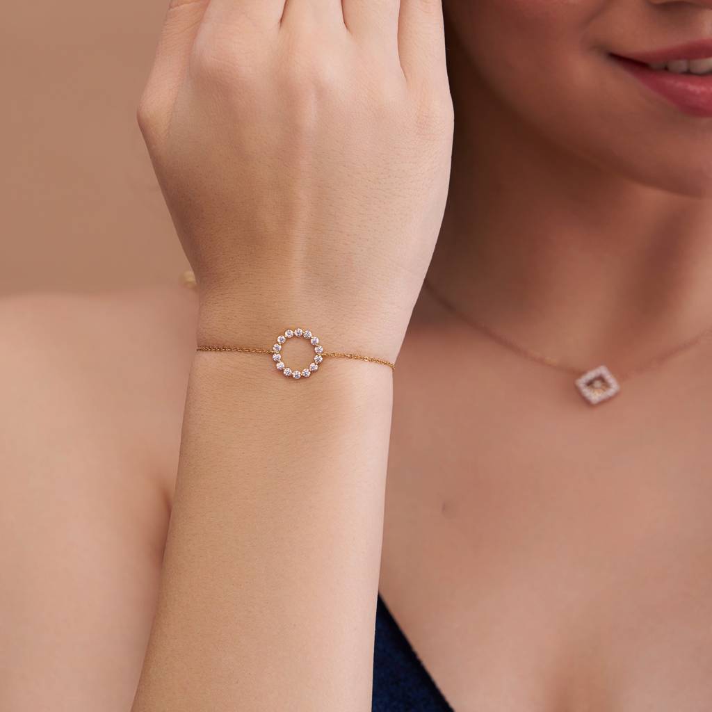 Circle Design Diamond Bracelet : KBC0036-Rosegold