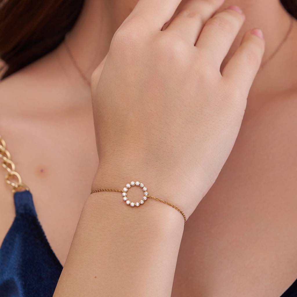 Circle Design Diamond Bracelet : KBC0036-Rosegold
