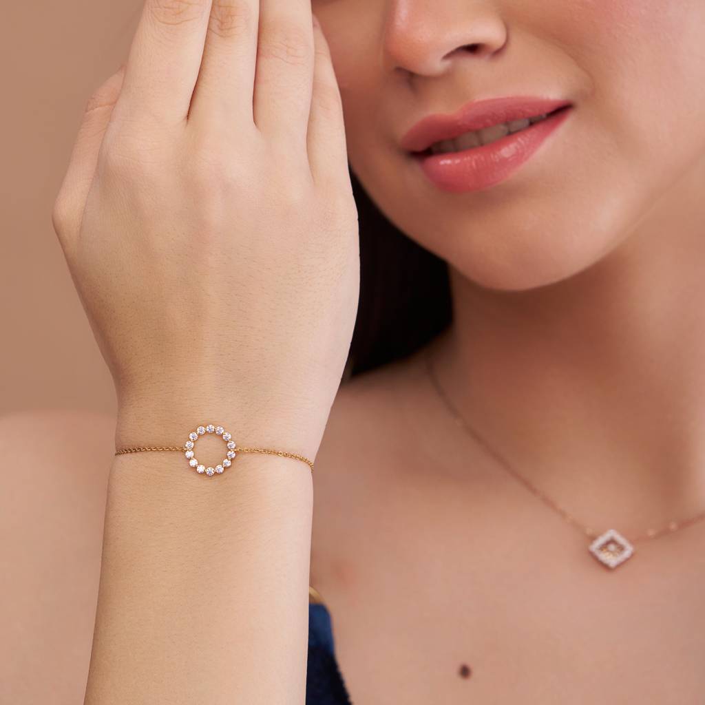 Circle Design Diamond Bracelet : KBC0036-Rosegold