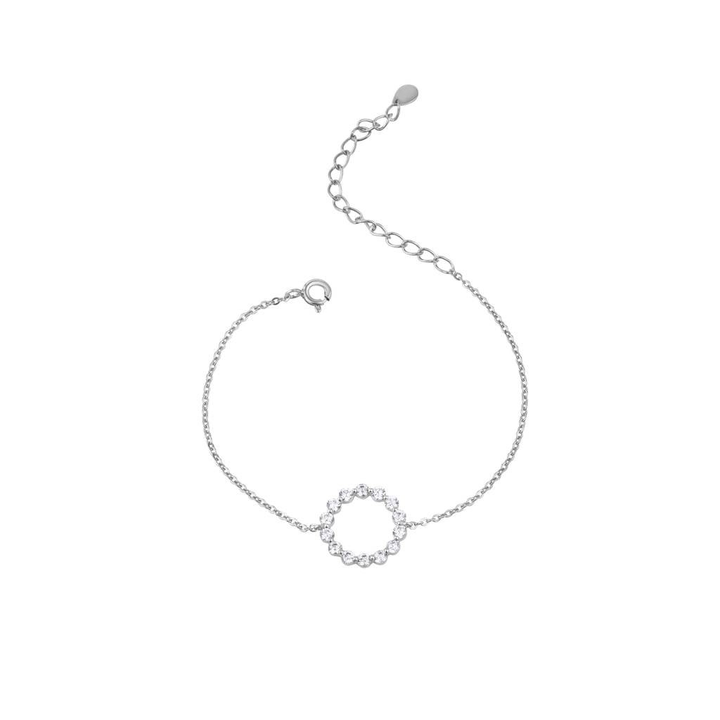 Circle Design Diamond Bracelet : KBC0036-Silver