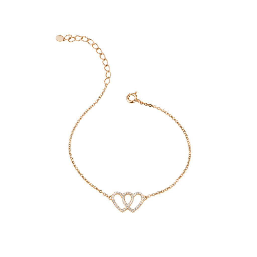Two Heart Style Charm Bracelet : KBC0038-Rosegold