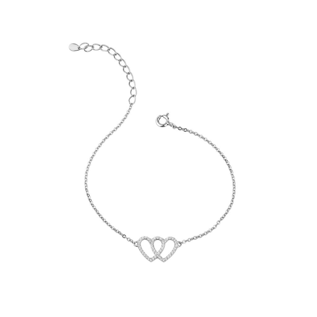 Two Heart Style Charm Bracelet : KBC0038-Silver