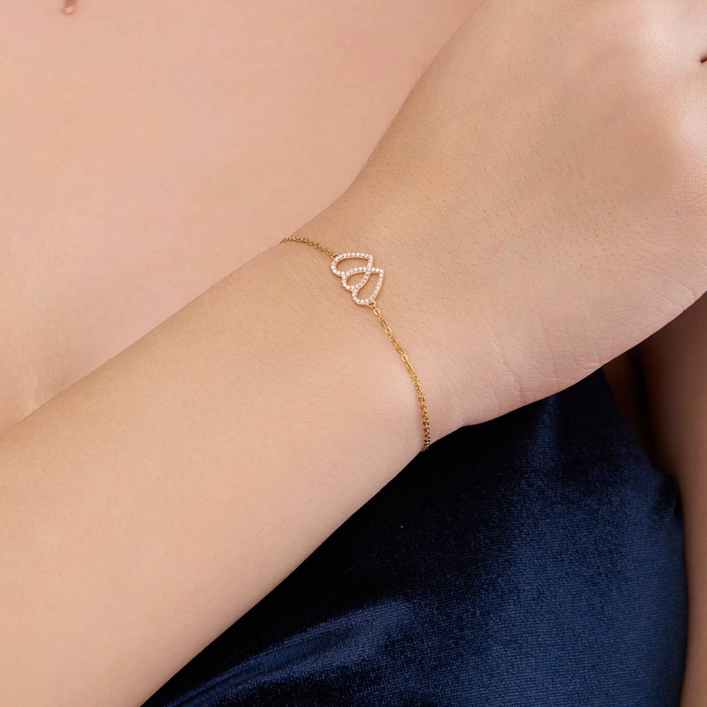 Two Heart Style Charm Bracelet : KBC0038-Silver
