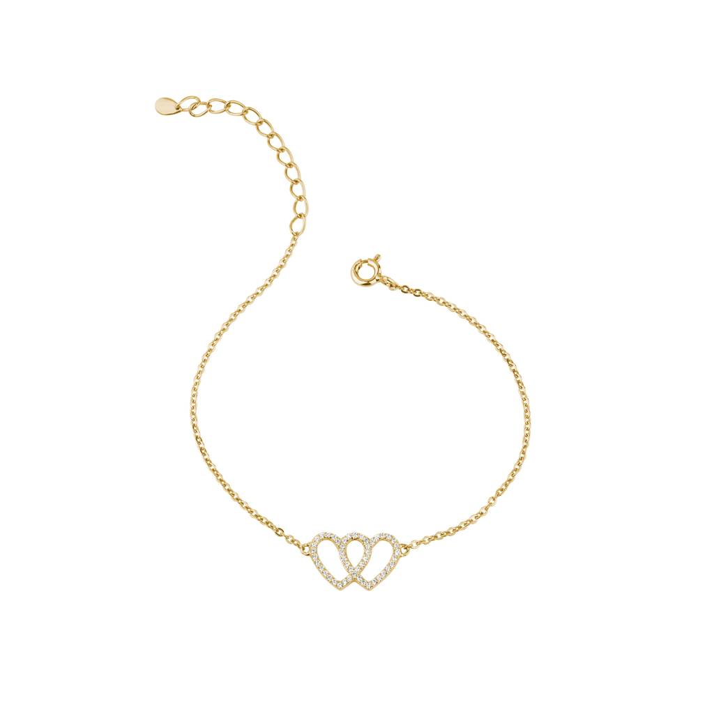 Two Heart Style Charm Bracelet : KBC0038-Yellow