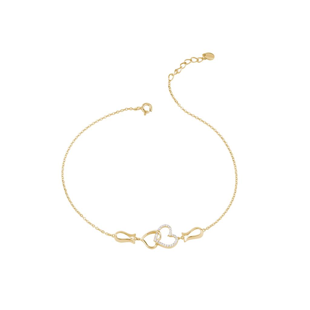 Heart Linked Charm Bracelet : KBC0041-Yellow