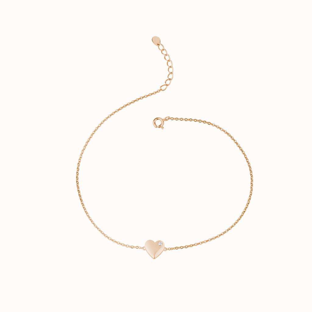 Silver Love Charm Bracelet : KBC0043-Rosegold