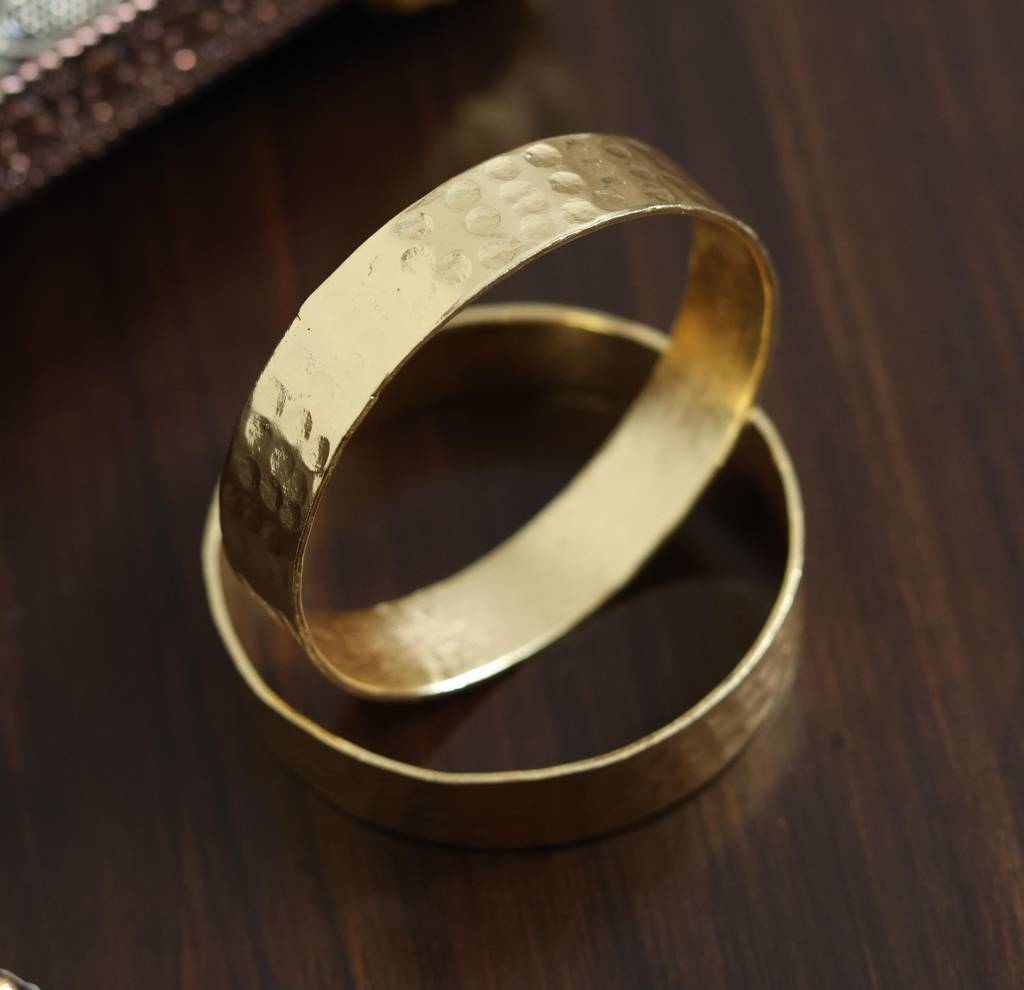 Handbeaten Chunky Gold Bangles : KBN062-24