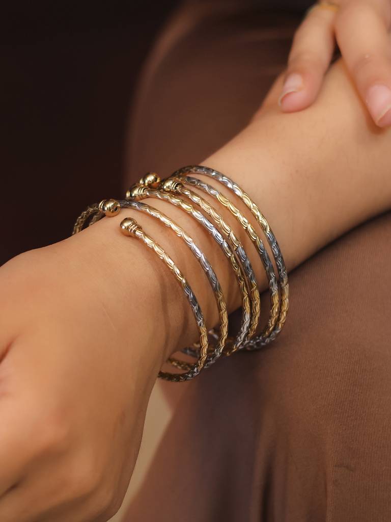 Safira Dual Plating Bangle Stack : KBN078-22