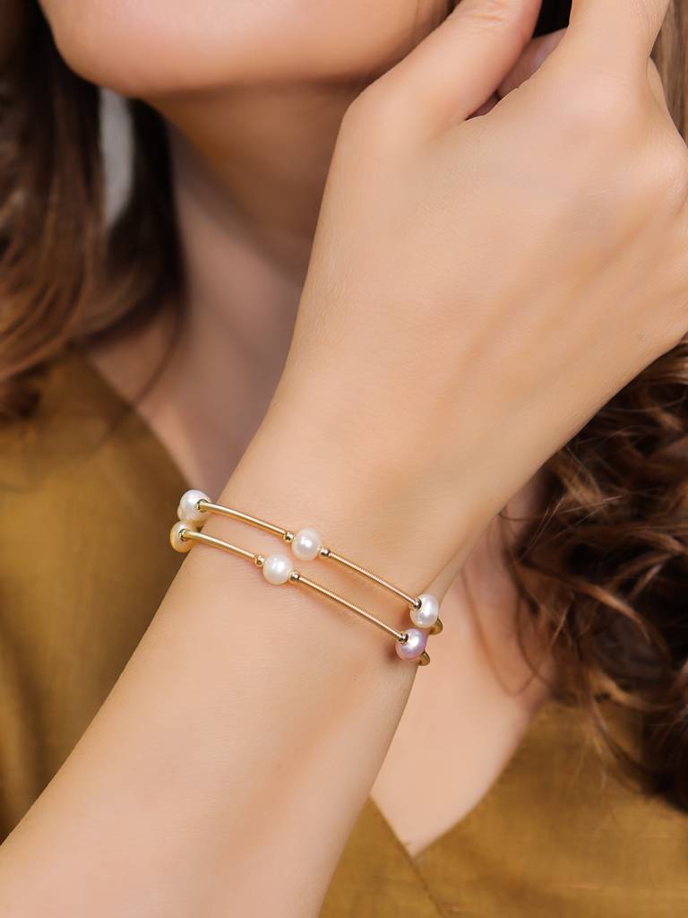 Kamakshi Openable Pearl Bangles Cum Bracelet : KBN101