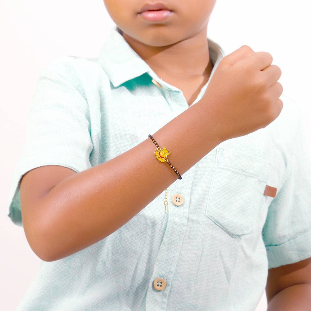 925 Silver Golden Winnie The Pooh Bracelet Rakhi(2 - 8 Years)| Raksha Bandhan Rakhi For Kids : KBR011_28