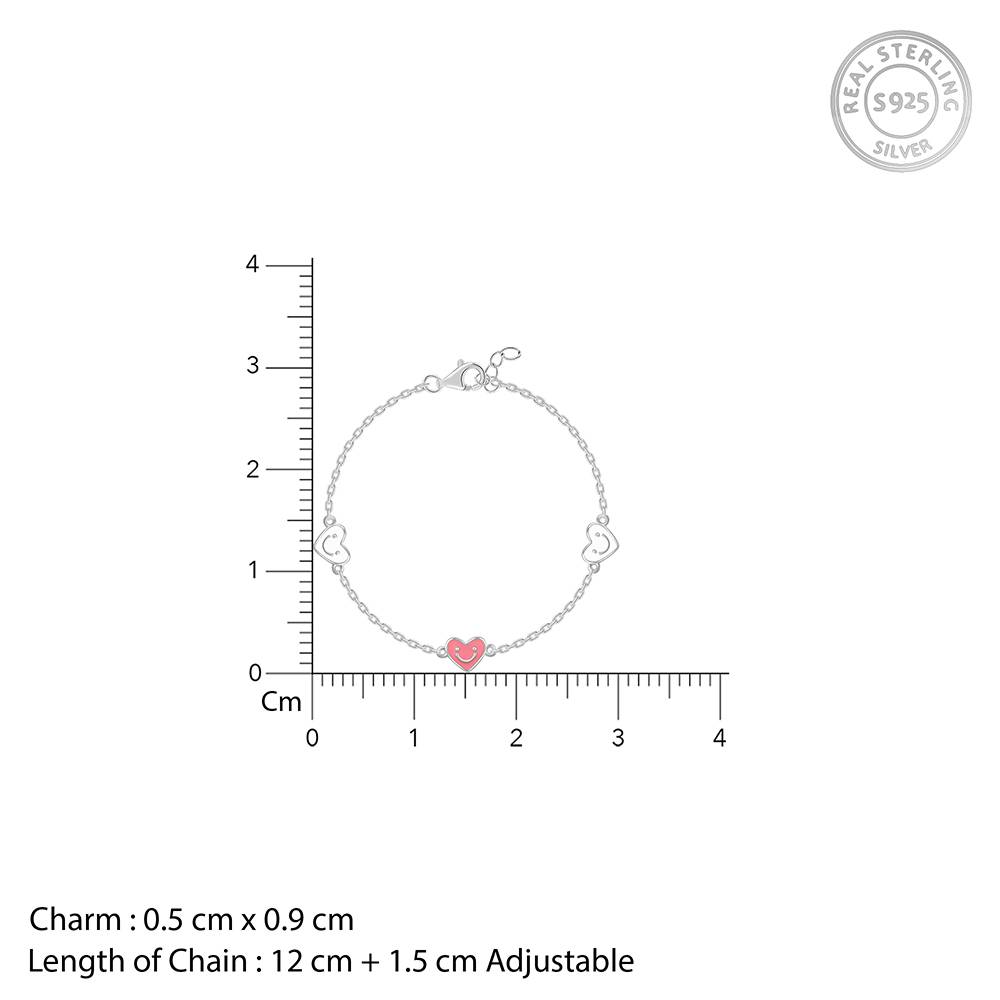 925 Silver Smiley Love Kids Bracelet (0 - 2 Years), Adjustable : KBR022