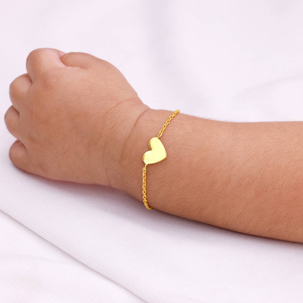 Giva 925 Silver Golden Heartbeat Kids Bracelet (0 - 2 Years), Adjustable | Gifts For Kids| With Certificate Of Authen : KBR032
