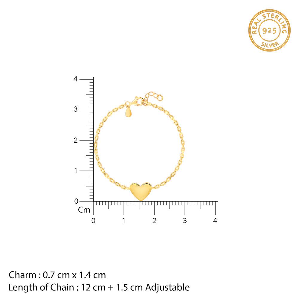 Giva 925 Silver Golden Heartbeat Kids Bracelet (0 - 2 Years), Adjustable | Gifts For Kids| With Certificate Of Authen : KBR032