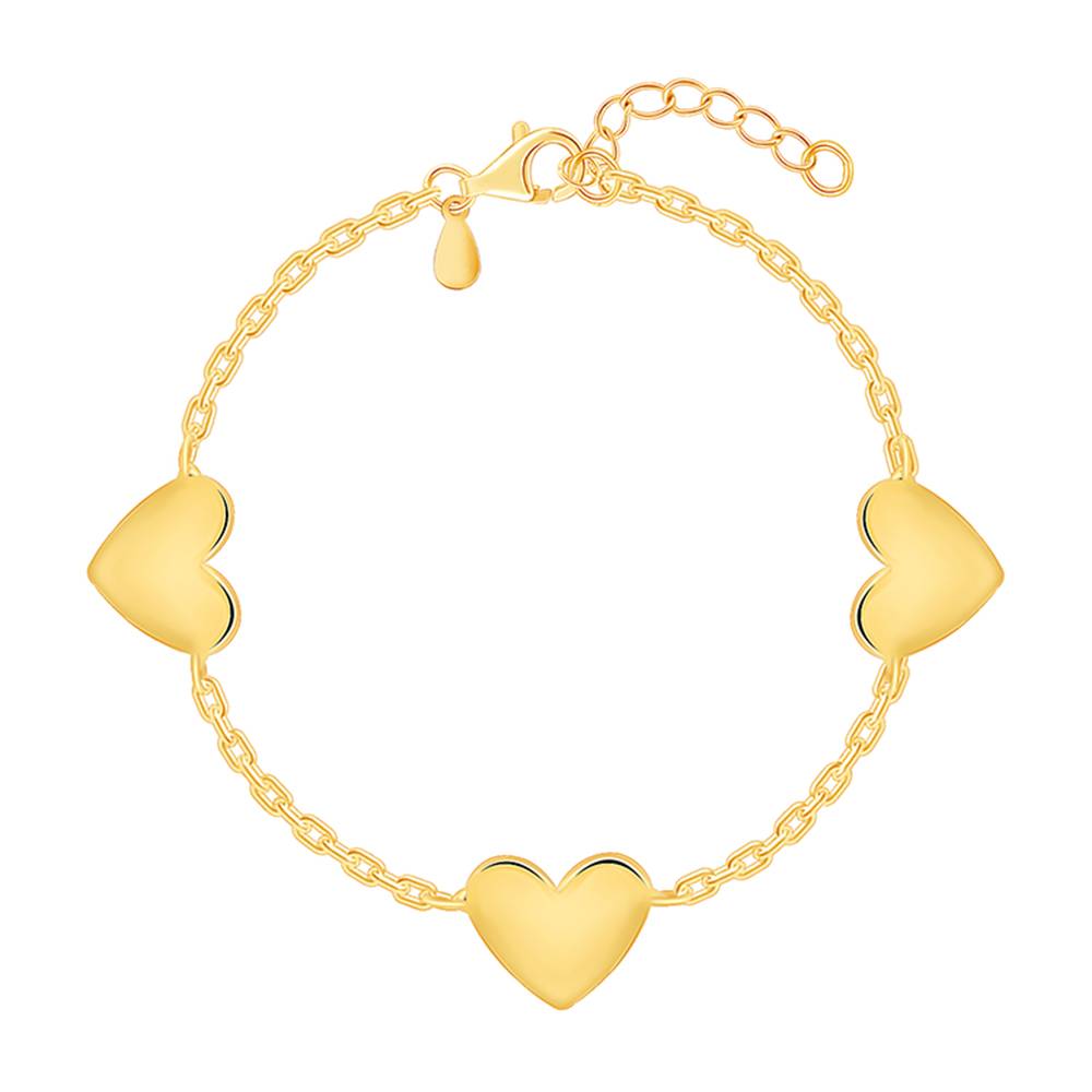 Giva 925 Silver Golden Triple Heartbeat Kids Bracelet (2 - 8 Years), Adjustable | Gifts For Kids| With Certificate Of : KBR037