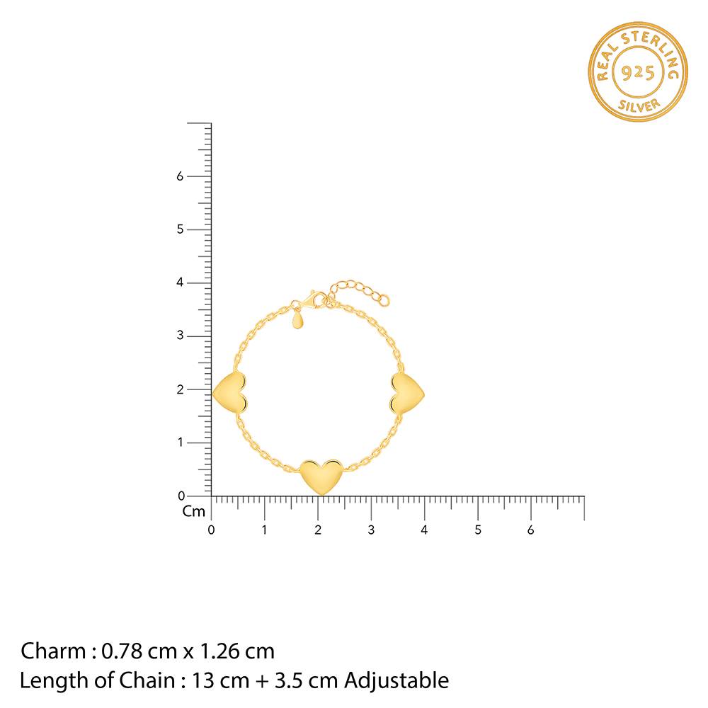 Giva 925 Silver Golden Triple Heartbeat Kids Bracelet (2 - 8 Years), Adjustable | Gifts For Kids| With Certificate Of : KBR037