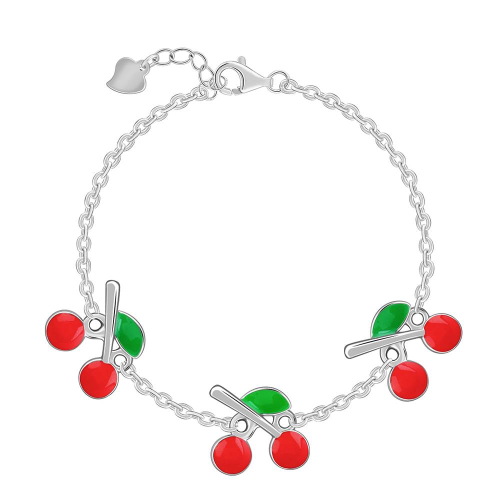 925 Silver Cherry Red Kids Bracelet (0 - 2 Years), Adjustable : KBR058