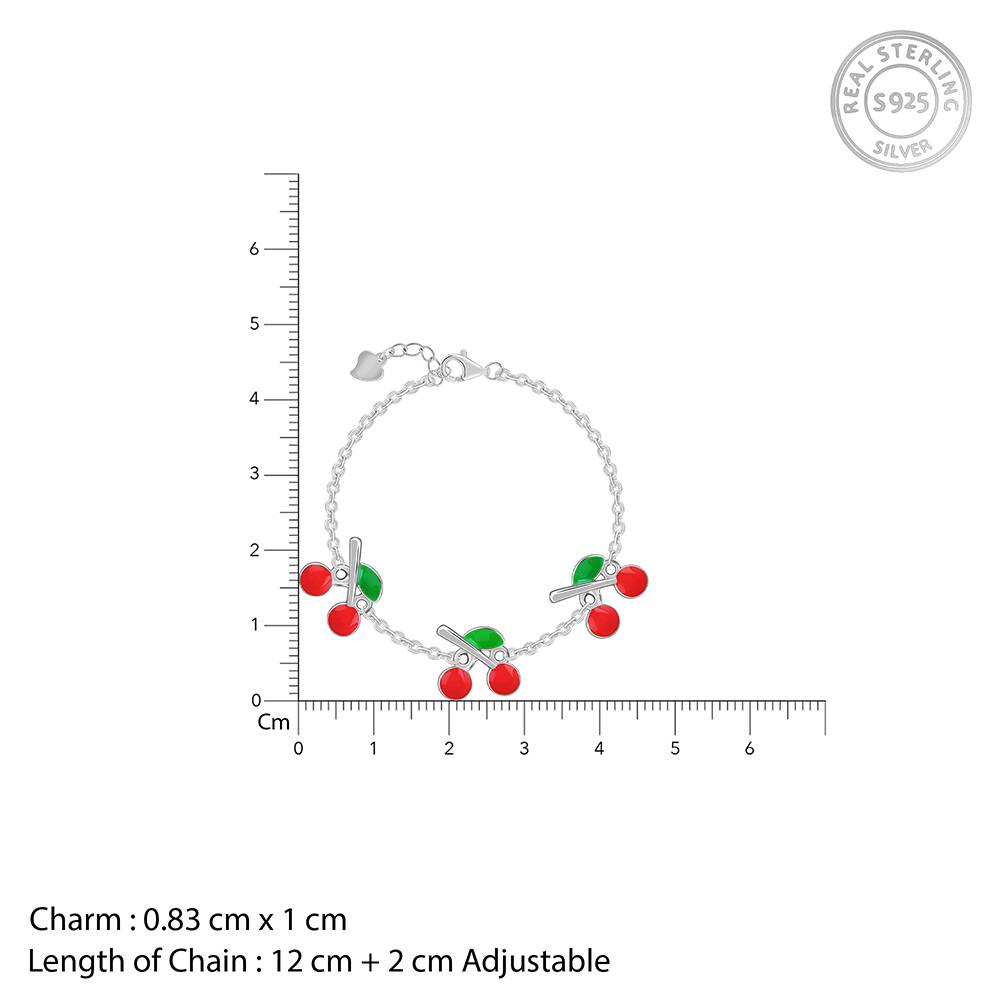 925 Silver Cherry Red Kids Bracelet (0 - 2 Years), Adjustable : KBR058