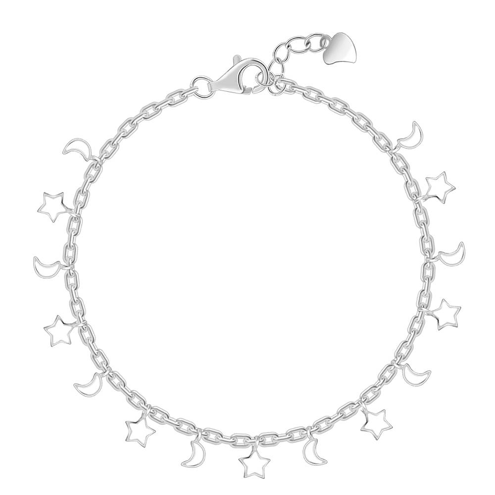 Giva 925 Silver Star Moon Kids Bracelet (0 - 2 Years), Adjustable | Gifts For Kids| With Certificate Of Authenticity  : KBR066