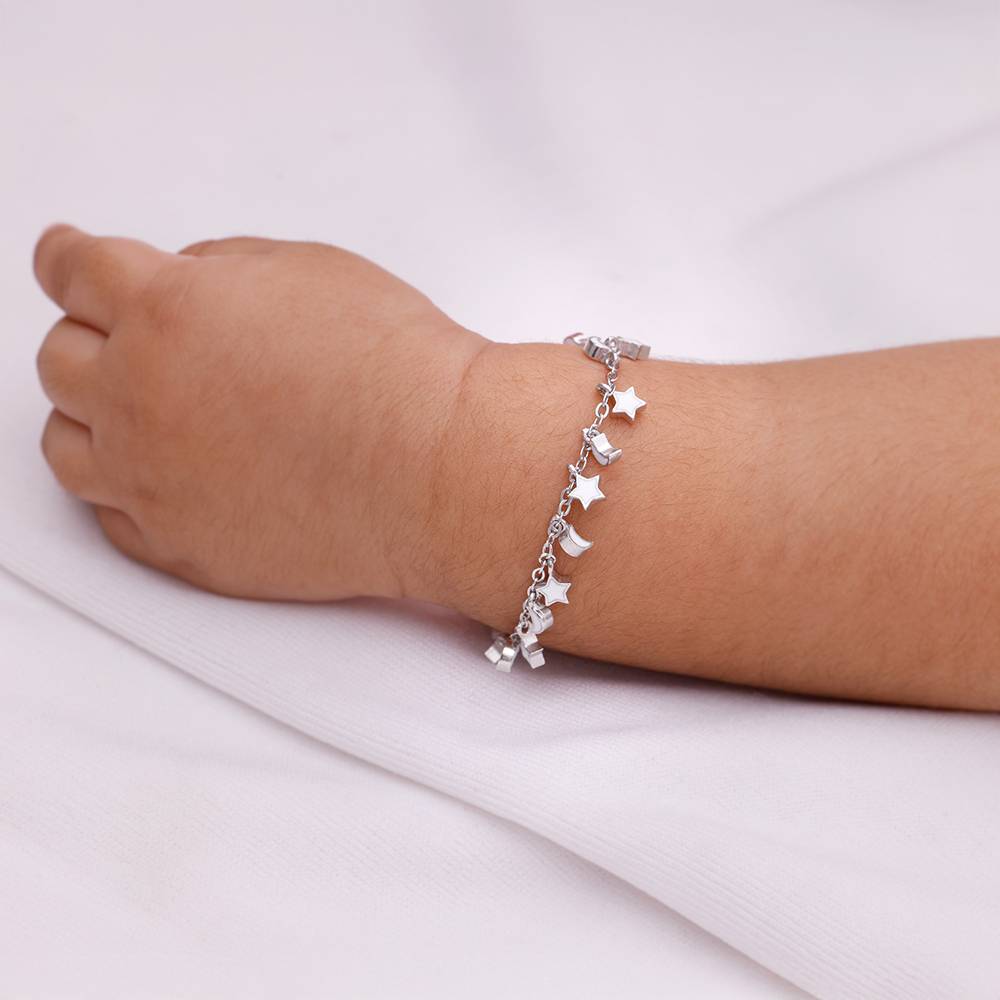 Giva 925 Silver Star Moon Kids Bracelet (0 - 2 Years), Adjustable | Gifts For Kids| With Certificate Of Authenticity  : KBR066