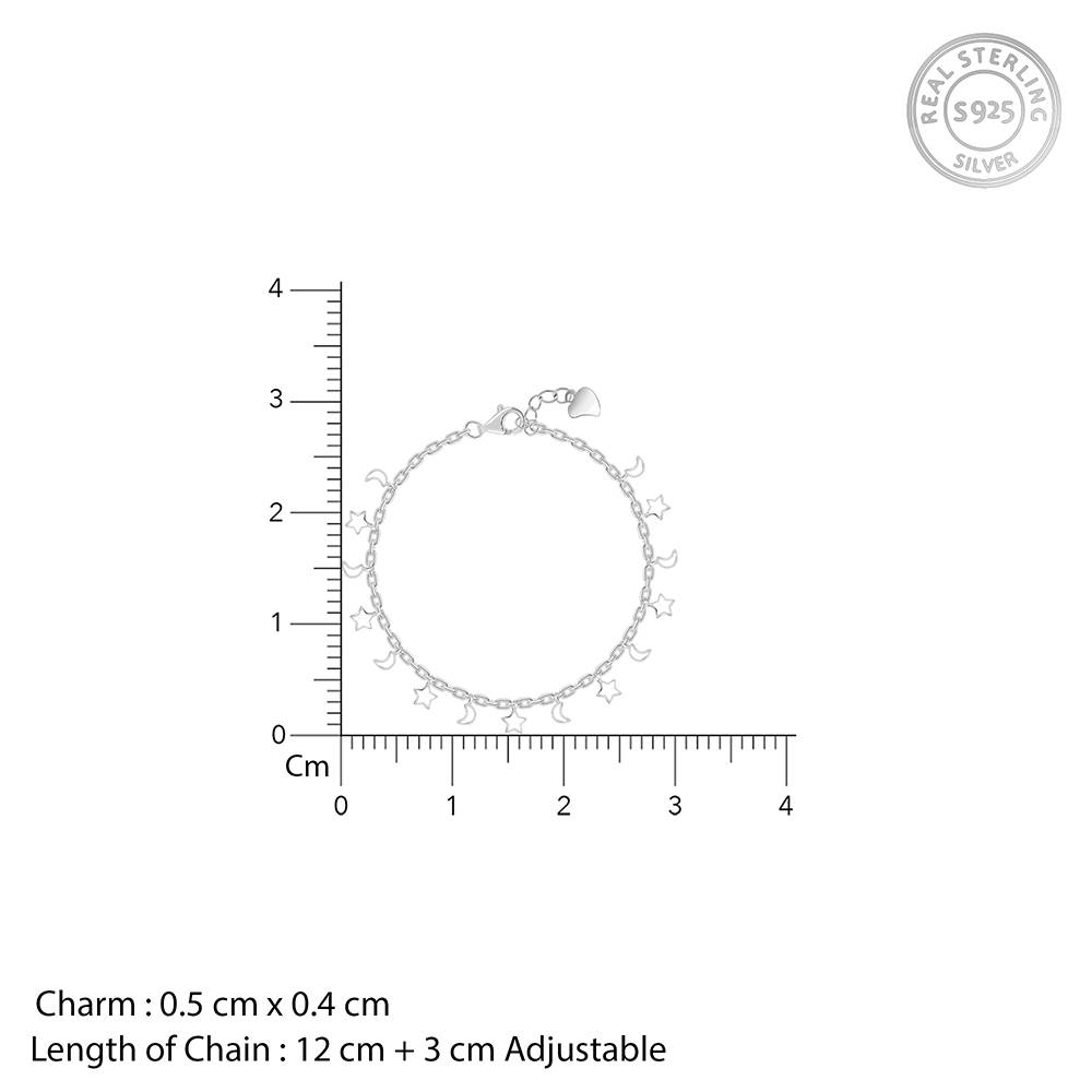 Giva 925 Silver Star Moon Kids Bracelet (0 - 2 Years), Adjustable | Gifts For Kids| With Certificate Of Authenticity  : KBR066